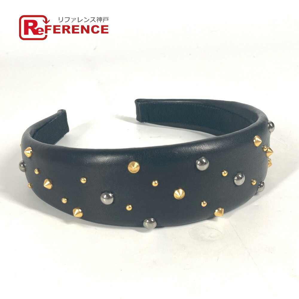 MIUMIU ミュウミュウ スタッズ ヘアバンド ヘアアクセサリー カチューシャ レザー レディース ブラック 【中古】のサムネイル