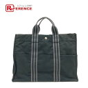 HERMES エルメス フールトゥトートMM ハンドバッグ カバン バッグ トートバッグ キャンバス レディース ブラック 【中古】