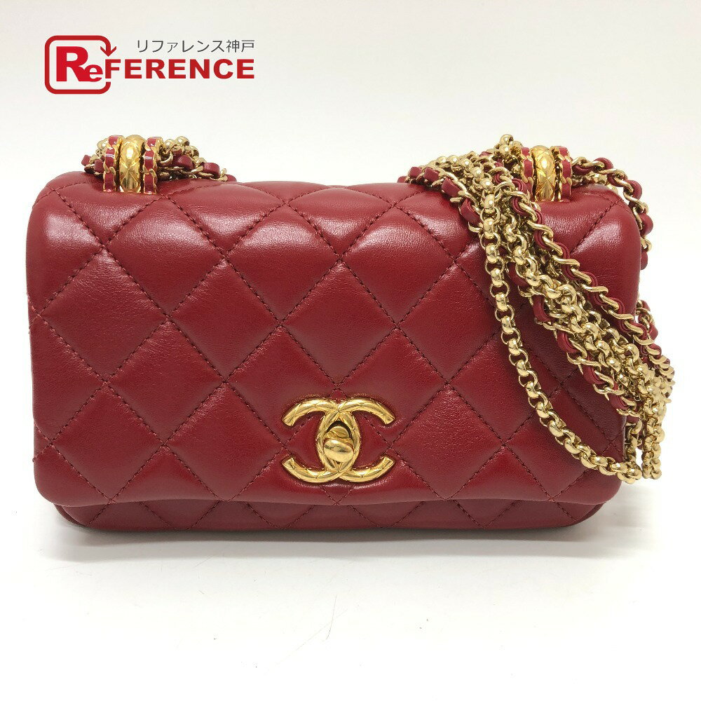樂天商城 - CHANEL シャネル マトラッセ ココマーク ミニマトラッセ マトラッセミニ マトラッセ20 マトラッセ 20 3チェーン カバン 斜め掛け ショルダーバッグ ラムスキン レディース レッド 【中古】