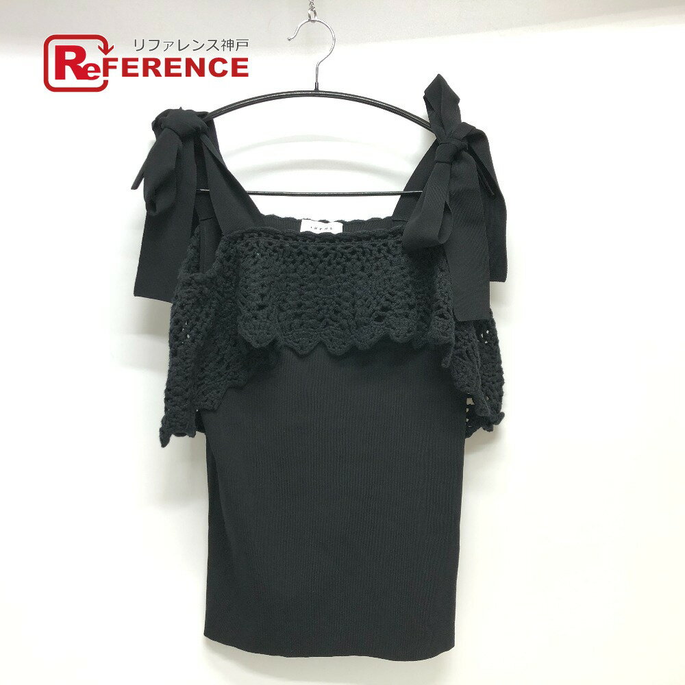 IRENE アイレネ 19S81010 鍵編み ニットレイヤート キャミソール キャミソール コットン レディース ブラック 新品同様 【中古】