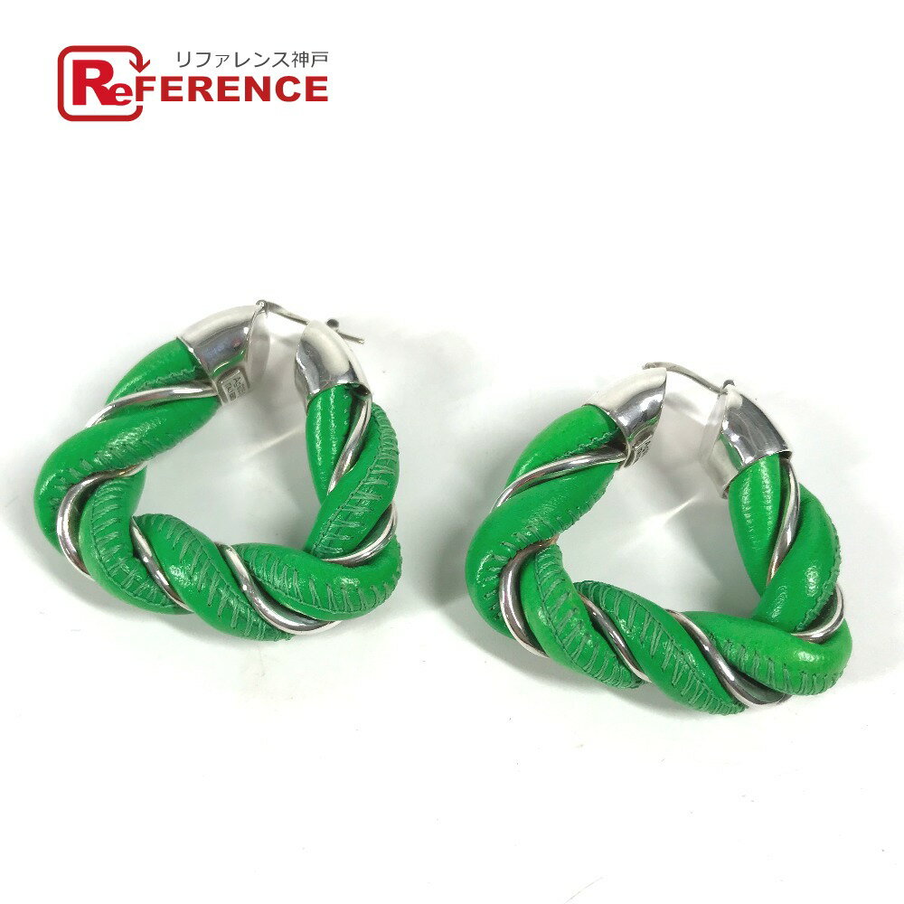 BOTTEGA VENETA ボッテガヴェネタ パラキート トライアングル アクセサリー ピアス レザー レディース グリーン 【中古】のサムネイル