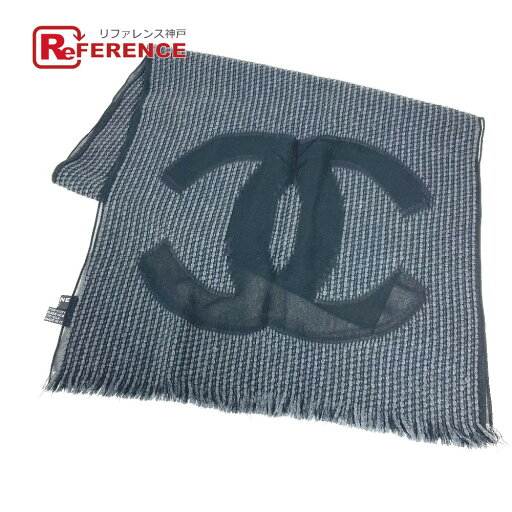 CHANEL シャネル CC ココマーク フリンジ 透け マフラー ショール ストール コットン /アクリル レディース ブラック 【中古】 CHANEL シャネル CC ココマーク フリンジ 透け マフラー ショール ストール コットン /アクリル レディース ブラック 【中古】