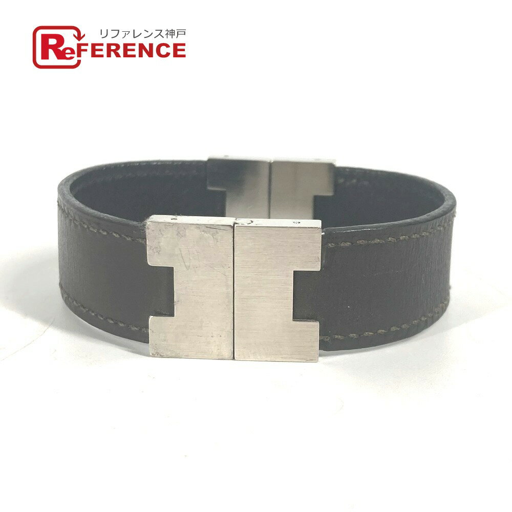 HERMES エルメス ルーリー Hロゴ アクセサリー ブレスレット レザー レディース ブラック 【中古】