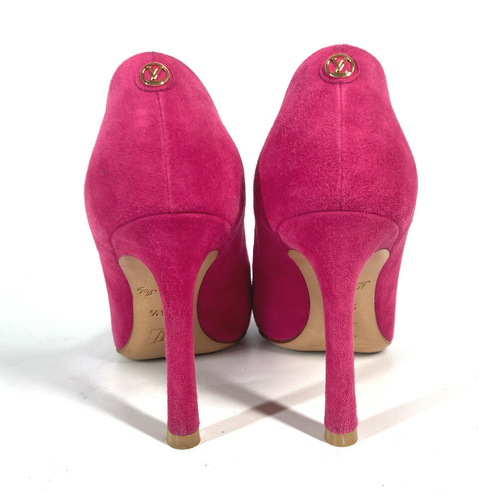 LOUIS VUITTON ルイヴィトン LVサークルロゴ ハイヒール 靴 シューズ ヒール パンプス スエード レディース ピンク 【中古】