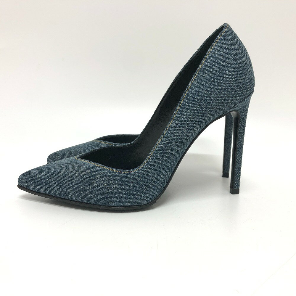 Saint Laurent サンローラン 416482 デニム 靴 ピンヒール パンプス デニム レディース ブルー 未使用 【中古】