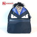 FENDI フェンディ 7VZ012 カバン モンスター バグス カバン バックパック ファー リュックサック ナイロン ユニセックス ネイビー 【中古】
