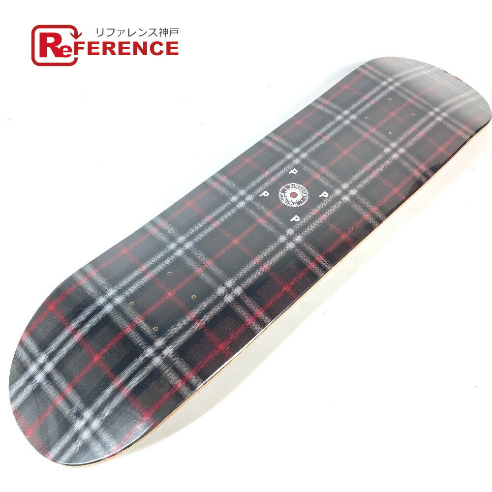 BURBERRY バーバリー スケボー 板 ロゴ スケートボード インテリア チェック オブジェ ウッド メンズ ブラック 未使用 【中古】