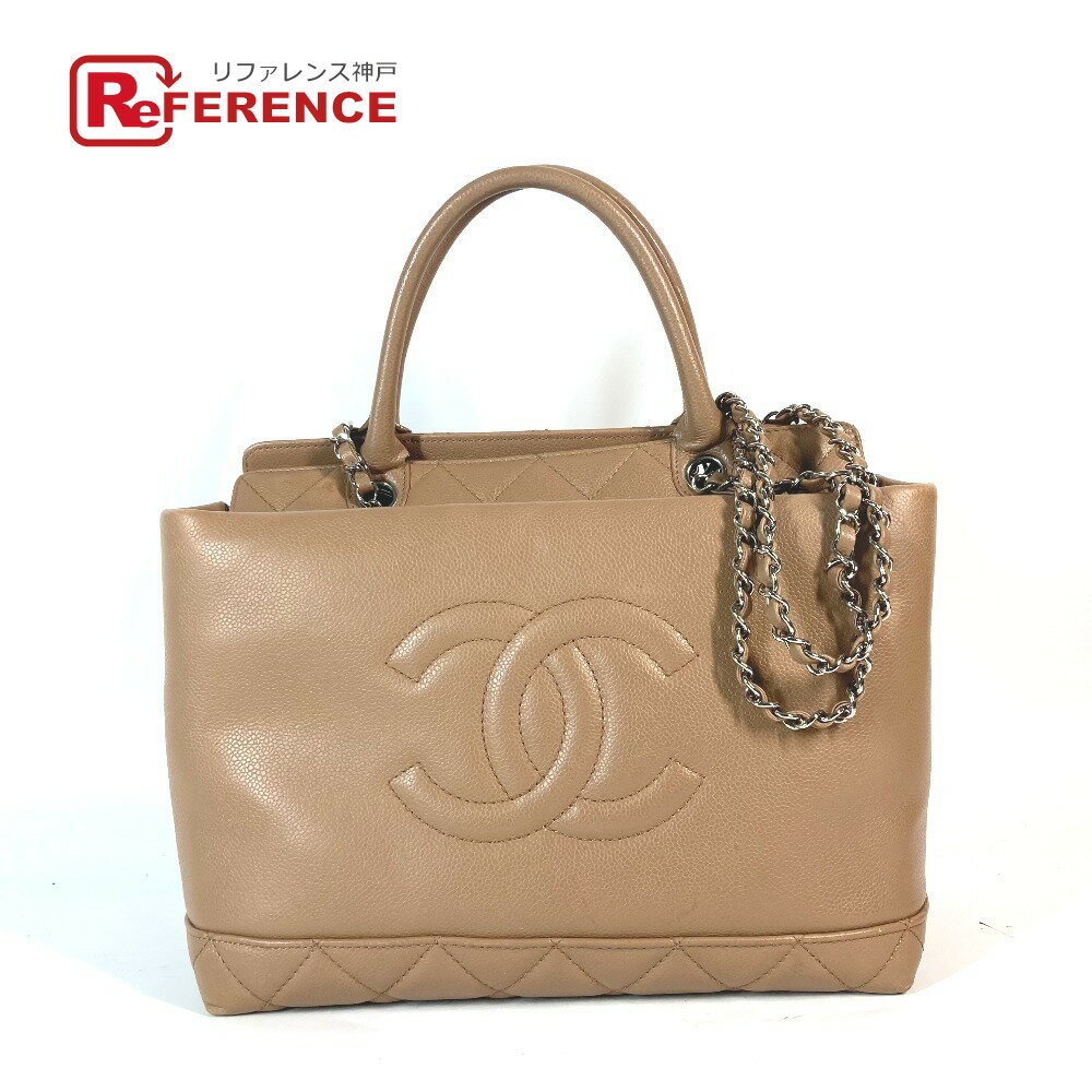 CHANEL シャネル CC ココマーク 2WAYバッグ カバン ショルダーバッグ 肩掛け トートバッグ キャビアスキン レディース ベージュ 【中古】