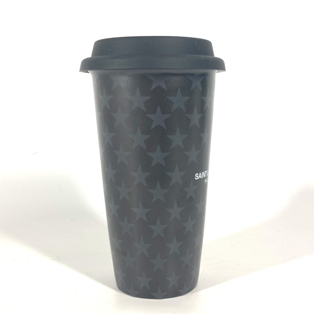 SAINT LAURENT PARIS サンローランパリ 692534 コップ カップ ロゴ スター 蓋付き ウォーターボトル 水筒 インテリア タンブラー 陶器 ユニセックス ブラック 未使用 【中古】