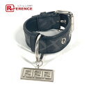 FENDI フェンディ 8AC016 ズッカ ドッグカラー 犬 ペット アクセサリー ワンちゃん 首輪 レザー ユニセックス ブラック 【中古】