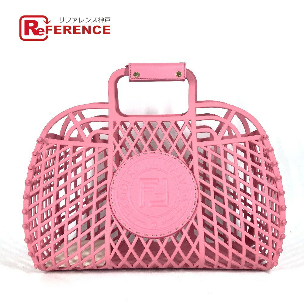 FENDI フェンディ 8BH389 ミディアム バスケット カバン メッシュ トートバッグ ハンドバッグ プラスチック レディース ピンク 【中古】