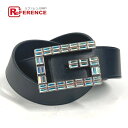 GUCCI グッチ 550106 スパンコール GG ロゴ クリスタル ベルト レザー レディース ブラック 【中古】