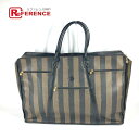 FENDI フェンディ ヴィンテージ ズッカ 特大 カバン 旅行バッグ トラベルバッグ ボストンバッグ PVC/レザー メンズ ブラウン 【中古】(4)