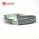 HERMES エルメス Hロゴ アクセサリー ボーダー ベルト ゴム ユニセックス グリーン 【中古】