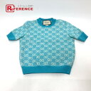GUCCI グッチ 629456 20AW GGジャガード 半袖 ニット トップス コットン半袖 ニット コットン レディース 水色 ブルー 【中古】