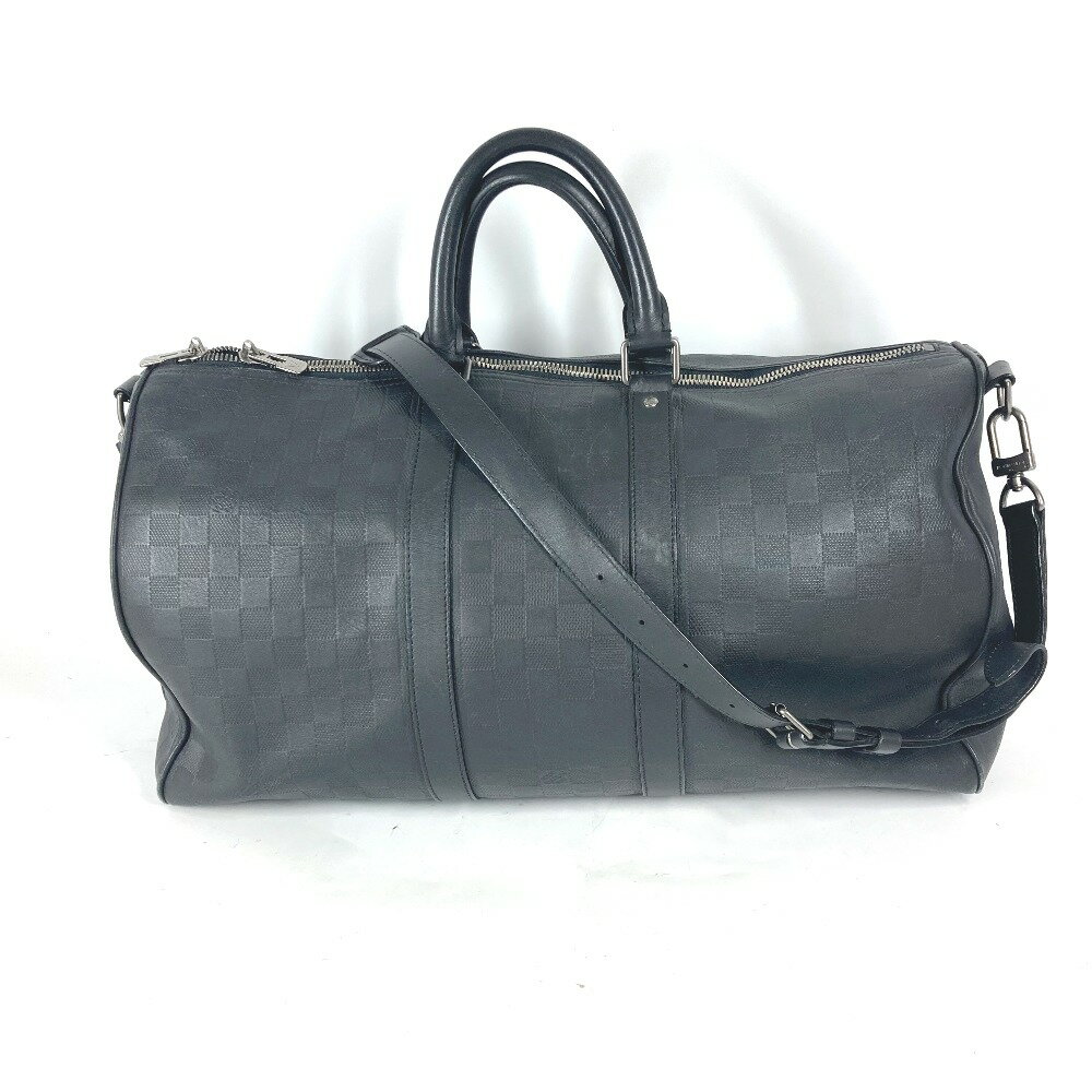 LOUIS VUITTON ルイヴィトン N41145 ダミエアンフィニ キーポル バンドリエール 45 2WAYバッグ トラベルバッグ 旅行バッグ ショルダーバッグ カバン バッグ ボストンバッグ ダミエアンフィニレザー メンズ オニキス ブラック 【中古】 2