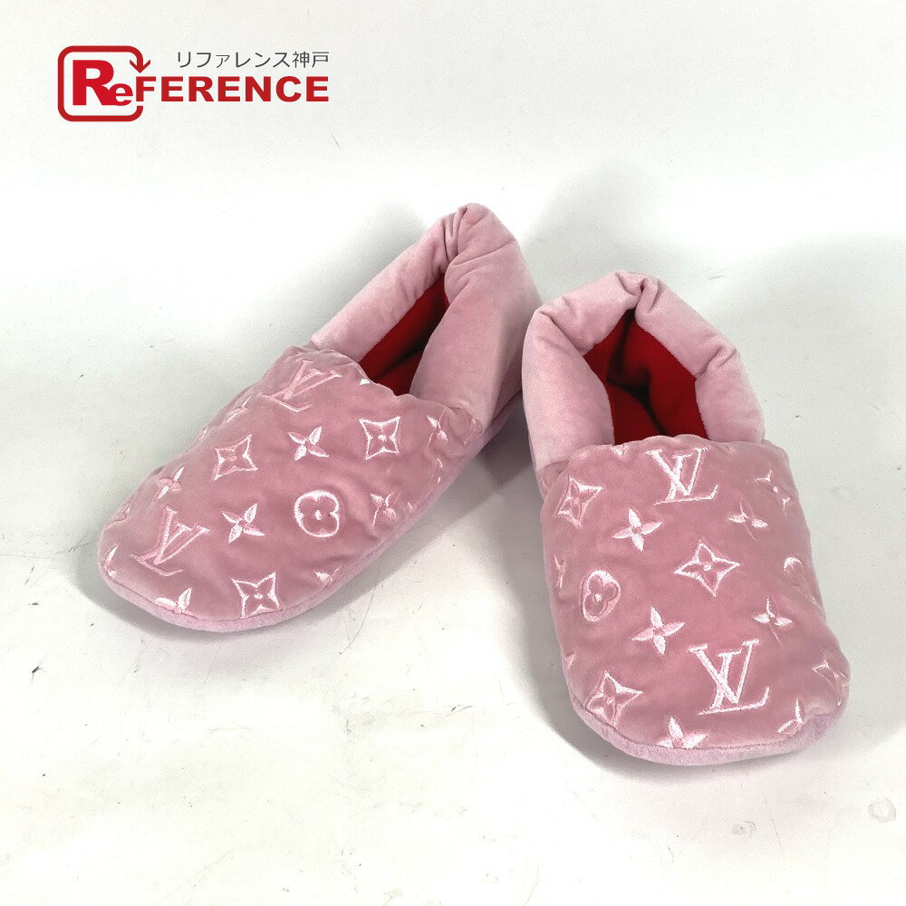 LOUIS VUITTON ルイヴィトン ドリーミーライン ルームシューズ モノグラム 靴 シューズ スリッパ ベルベット レディース ピンク 新品同様 【中古】