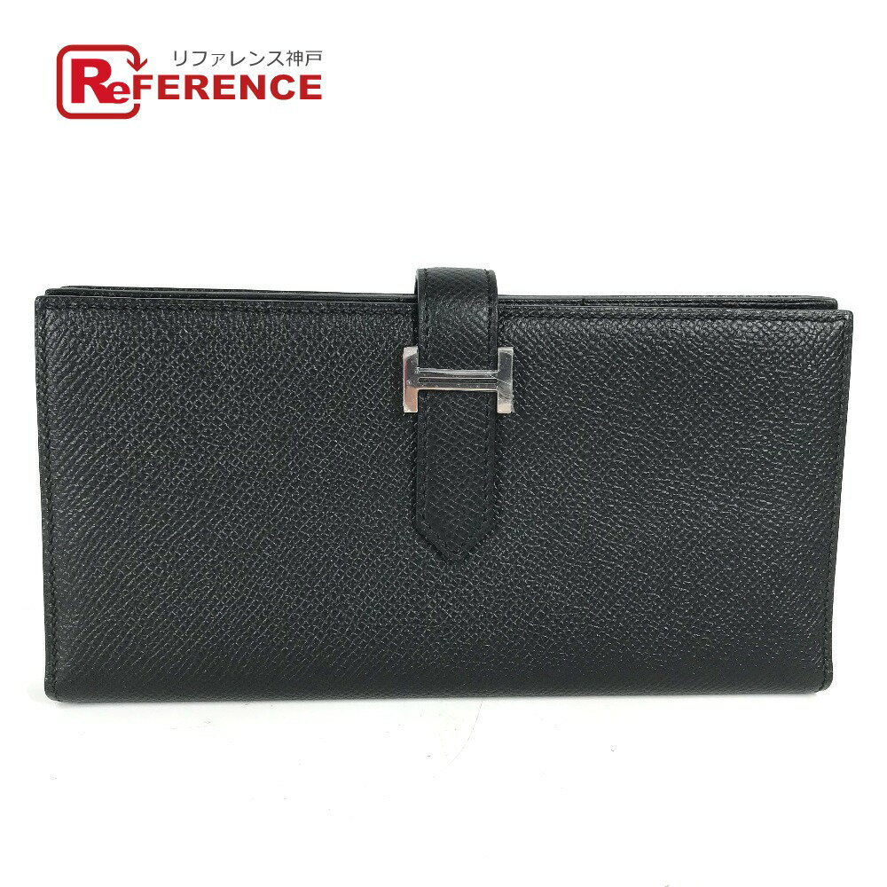 HERMES エルメス Hロゴ ベアンスフレ 2つ折り ロングウォレット 長財布 エプソン ユニセックス ブラック 新品同様 【中古】