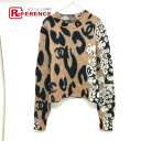 CHANEL シャネル P75361 23A ココマーク レオパード 豹 ヒョウ柄 ニット セーター 長袖 アパレル セーター カシミヤ レディース ブラウン ...