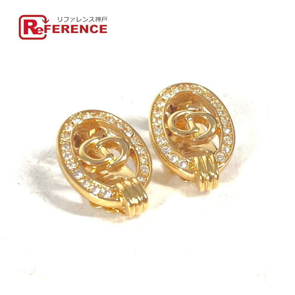 Dior ディオール ラウンド ラウンド CDロゴ ラインストーン アクセサリー イヤリング メタル レディース ゴールド 【中古】