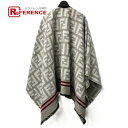 FENDI フェンディ FXX636 ズッカ ロゴ アウター コート フリンジ ポンチョ ウール /シルク レディース ベージュ 【中古】