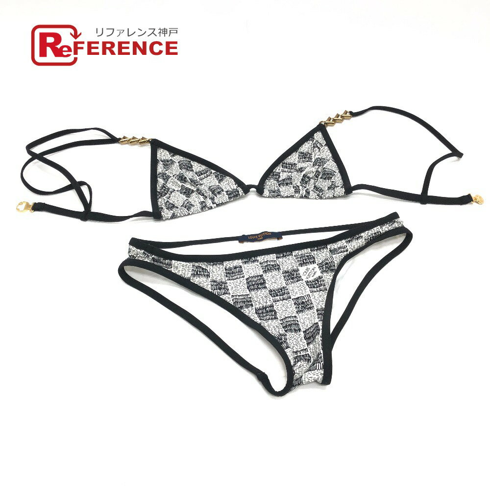 LOUIS VUITTON ルイヴィトン ダミエ ビキニ スイムウエア スィムウェア 上下セット 水着 ポリアミド レディース ブラック 【中古】