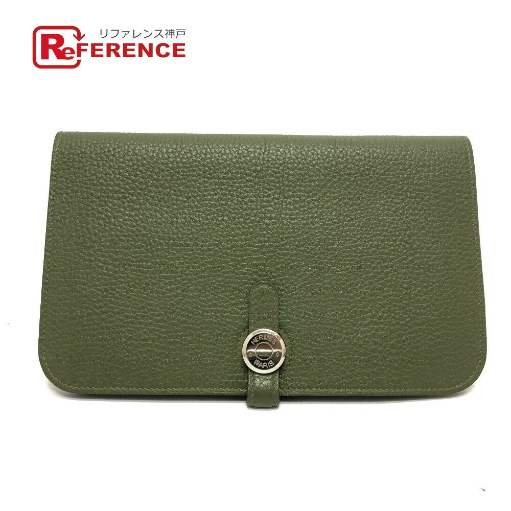 HERMES エルメス ドゴンロング シルバー金具 オリーブ 長財布 HERMES エルメス ドゴンロング シルバー金具 オリーブ 長財布