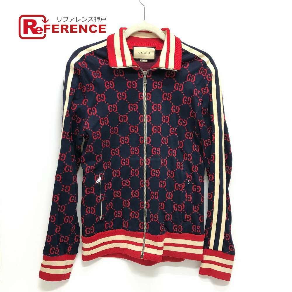 グッチ GUCCI トラックジャケット ジャージ GGジャガード ネイビー アイボリー 赤 L アウター 総柄 496919 コットン レディース  114-201912250679 | ベクトルパーク