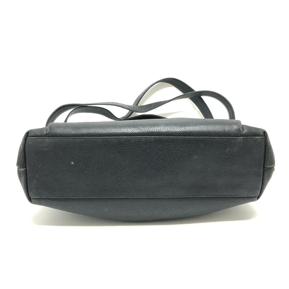 CHANEL シャネル CC ココマーク チェーン カバン 肩掛け トートバッグ キャビアスキン レディース ブラック 【中古】