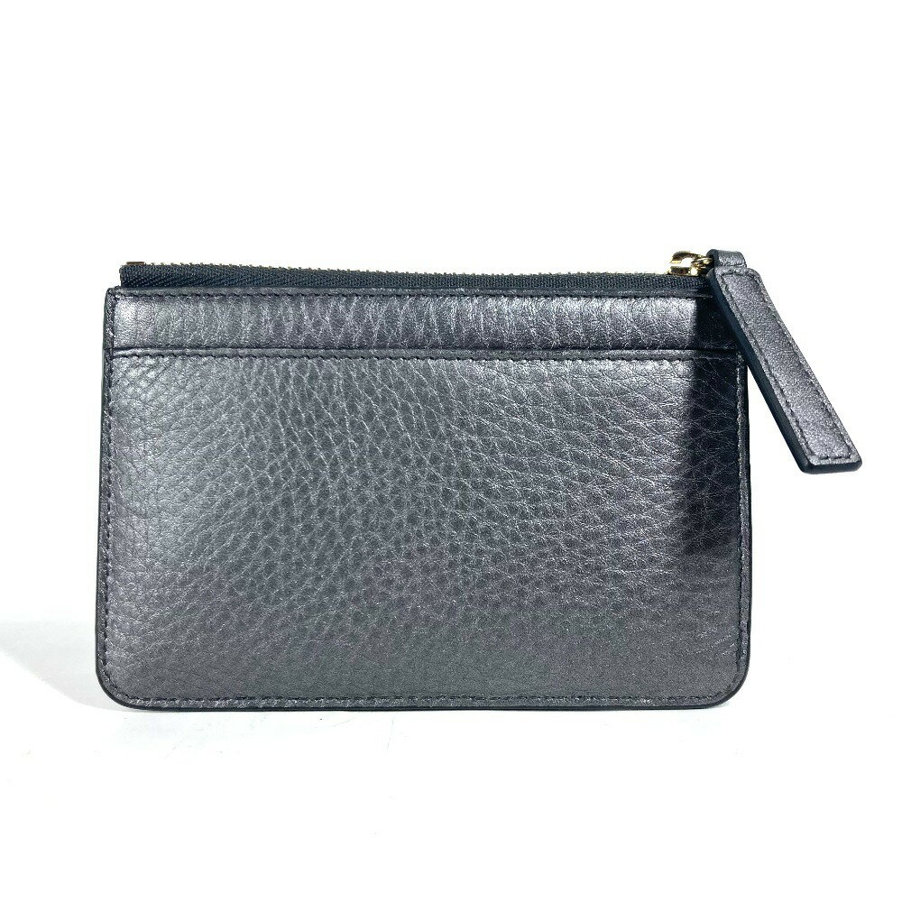 BVLGARI ブルガリ S.bvlgari ロゴ 財布 小銭入れ キーリング付き コインケース レザー ユニセックス シルバー系 【中古】 2