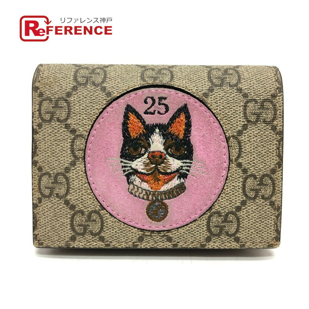 GUCCI グッチ 506277 GGスプリーム ボスコ BOSCO 財布 ウォレット コンパクト財布 2つ折り財布 GGスプリームキャンバス レディース ベージュ 【中古】