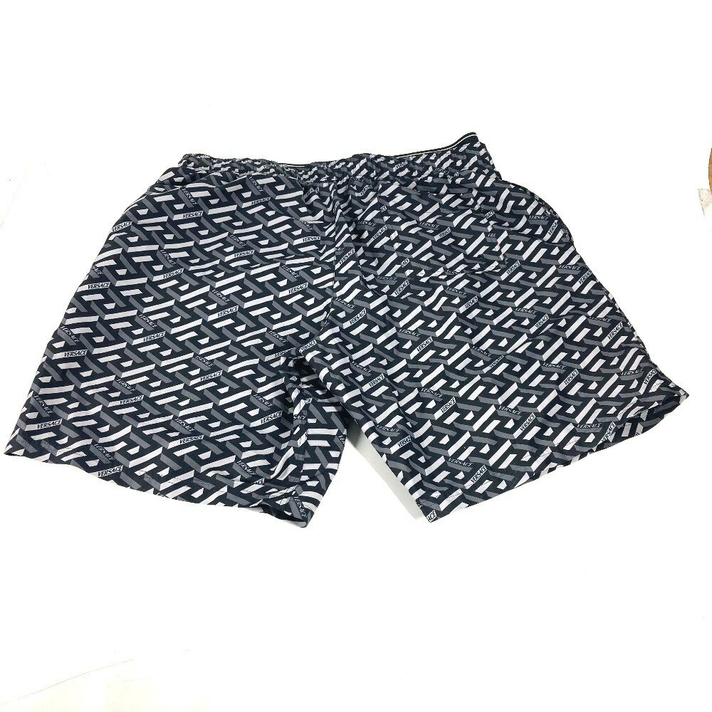 VERSACE ヴェルサーチ ロゴ グレカ スィムウェア メンズ水着 パンツ ボトムス アパレル 水着 ナイロン メンズ グレー 【中古】