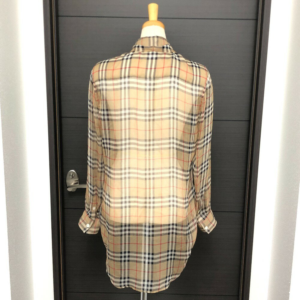 BURBERRY バーバリー チェック柄 シースルー ブラウス シャツ 長袖 長袖シャツ 長...