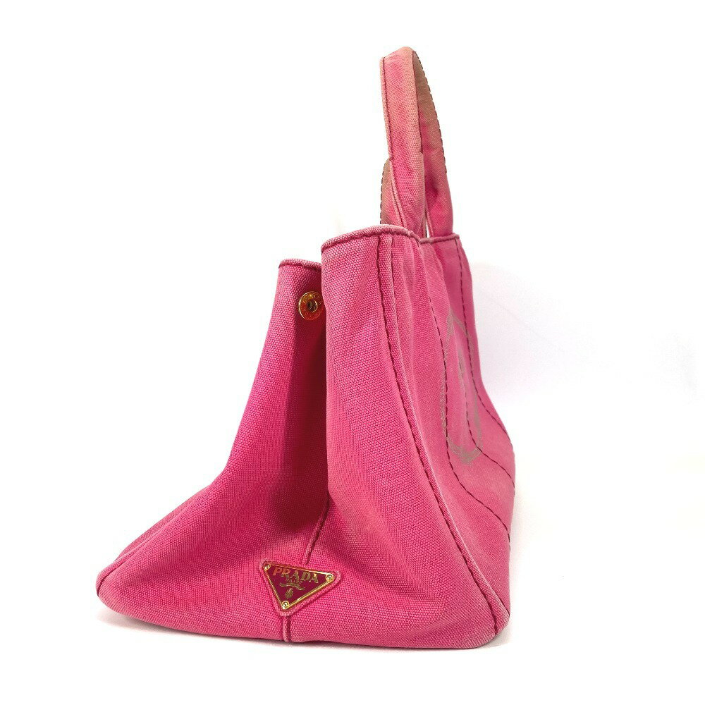 PRADA プラダ 1BG642 カナパ ロゴ M カバン ハンドバッグ トートバッグ キャンバス レディース ピンク 【中古】