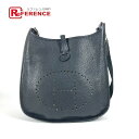 HERMES エルメス Hパンチングロゴ エブリン2 PM 斜め掛け カバン ショルダーバッグ トリヨンクレマンス ユニセックス ブラック 【中古】