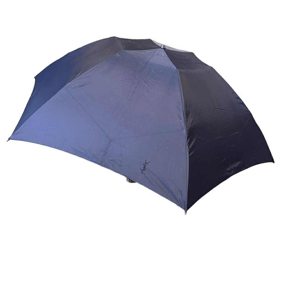 YVES SAINT LAURENT イヴ・サンローラン 無地 折り畳み 傘 ナイロン ユニセックス ネイビー 【中古】