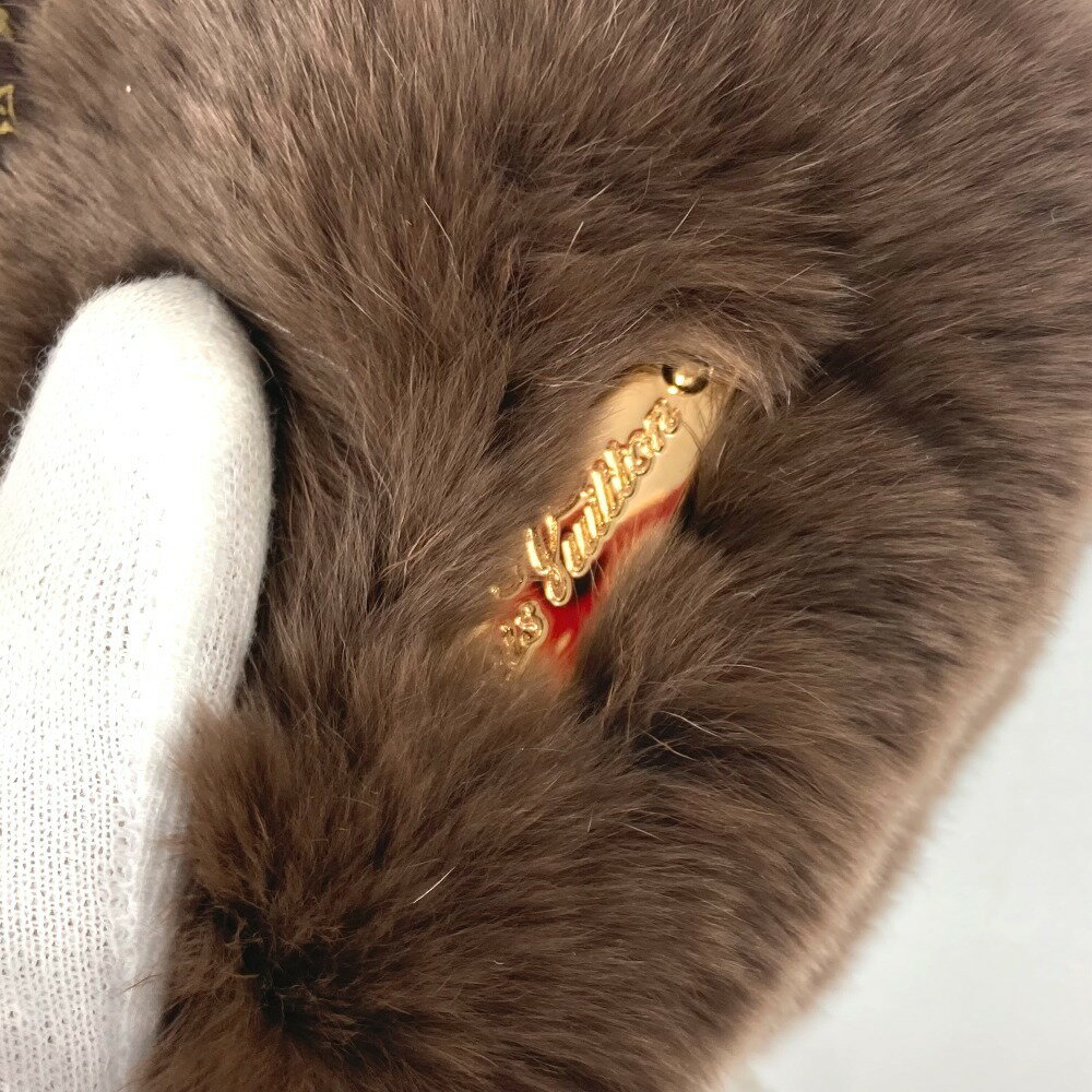 LOUIS VUITTON ルイヴィトン M74273 モノグラム ファー モーフル イグルー ミトン グローブ 手袋 シルク /ラビット レディース ブラウン 【中古】