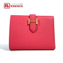 HERMES エルメス ベアンコンパクト ミディアムウォレット 2つ折り財布 エプソン レディース ローズアザレ ピンク 未使用 【中古】