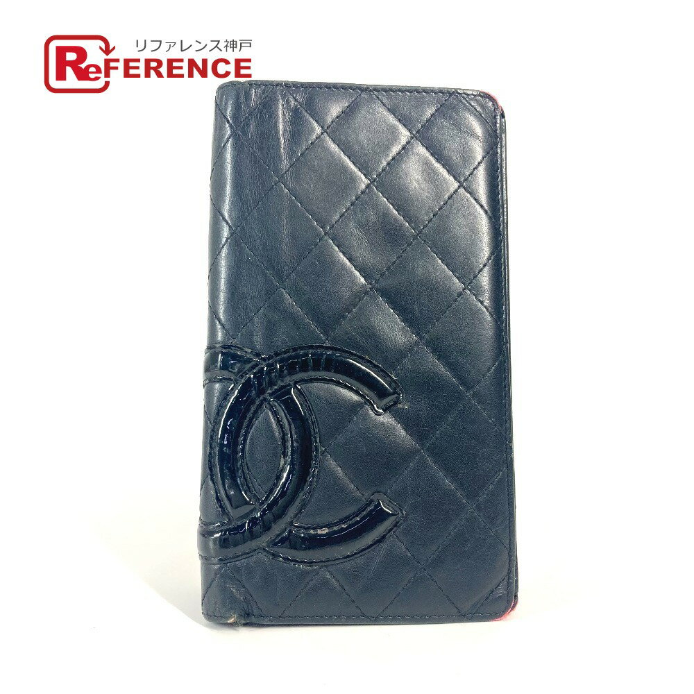 CHANEL シャネル A26717 ココマーク CC カンボンライン ロングウォレット 2つ折り 長財布 レザー レディース ブラック 【中古】