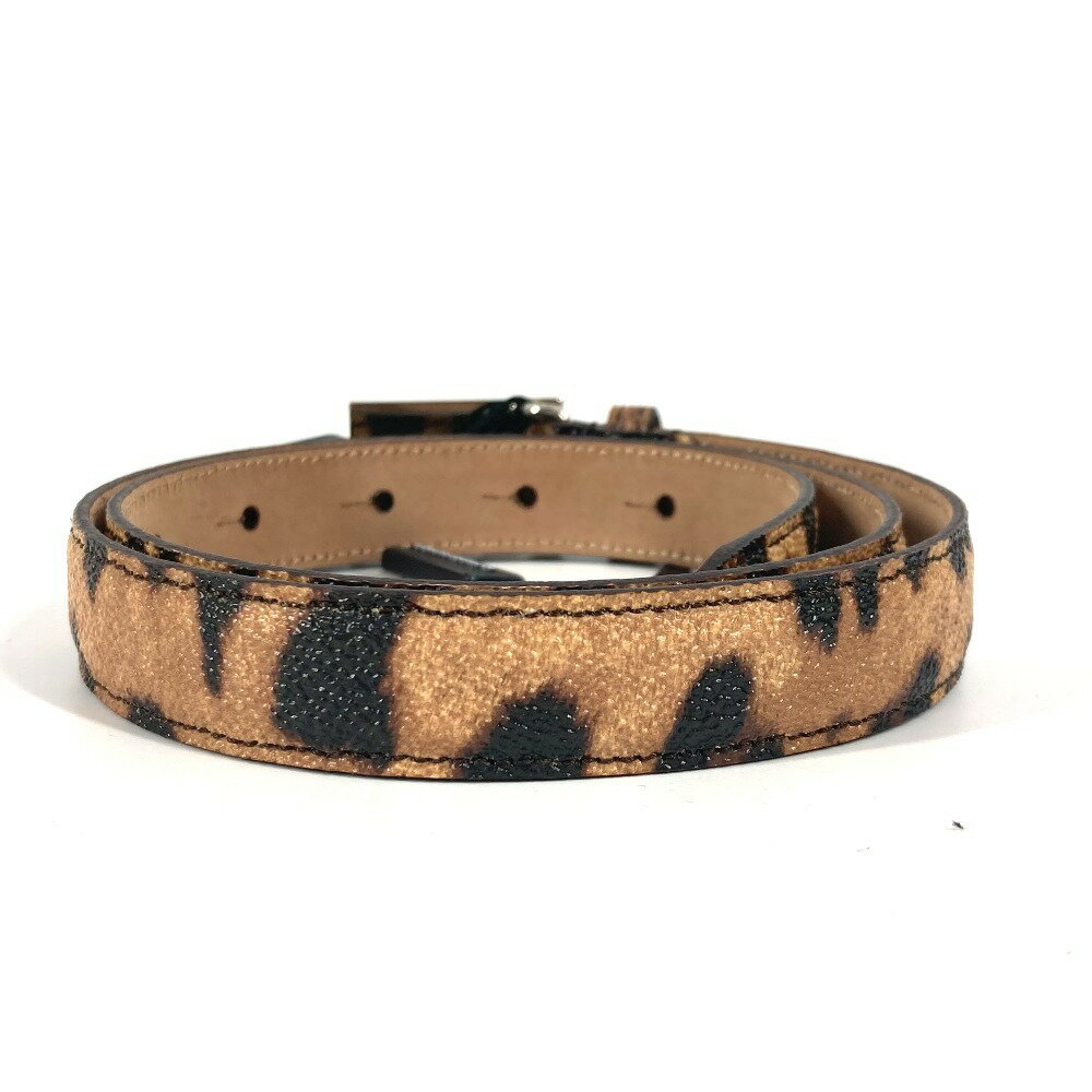 DOLCE&GABBANA ドルガバ ロゴ レオパード 豹柄 ヒョウ ベルト PVC レディース ブラウン 【中古】