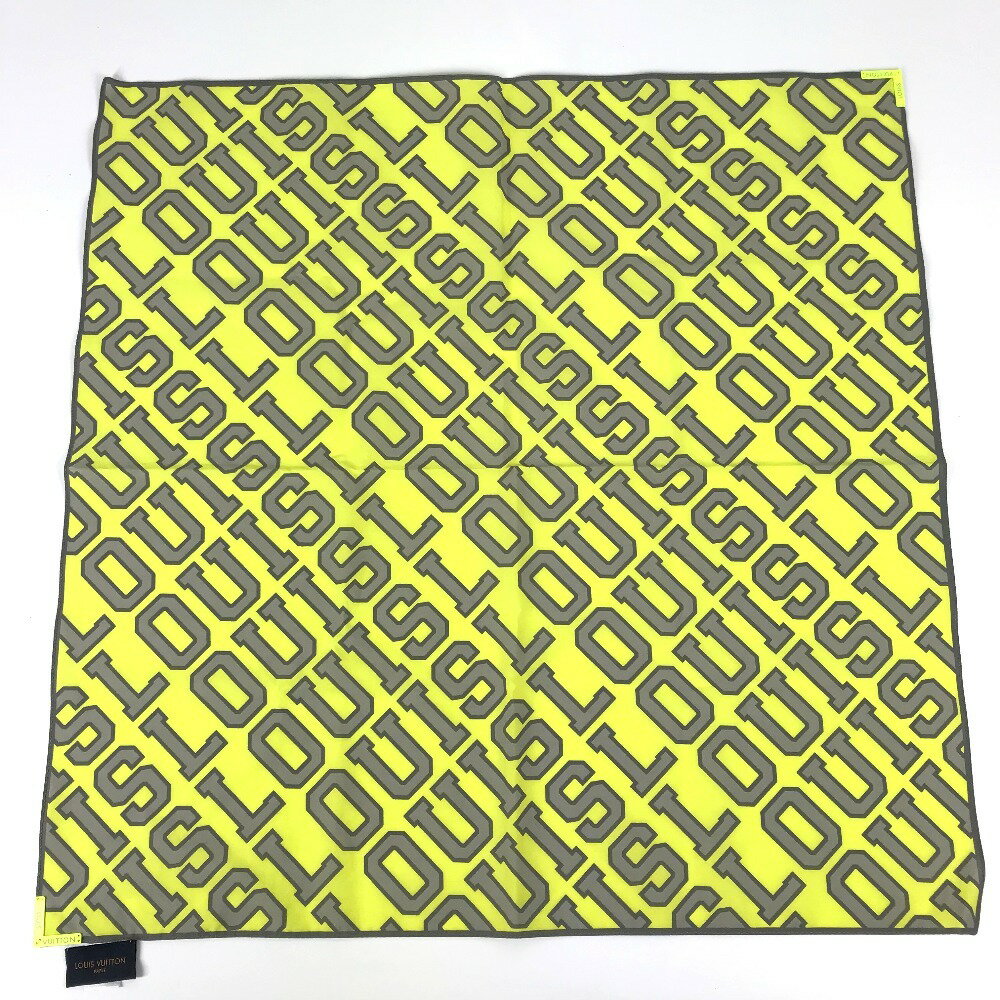LOUIS VUITTON ルイヴィトン MP2155 スカーフ 総ロゴ バンダナフルオルイ インテリア バンダナ コットン ユニセックス イエロー 【中古】