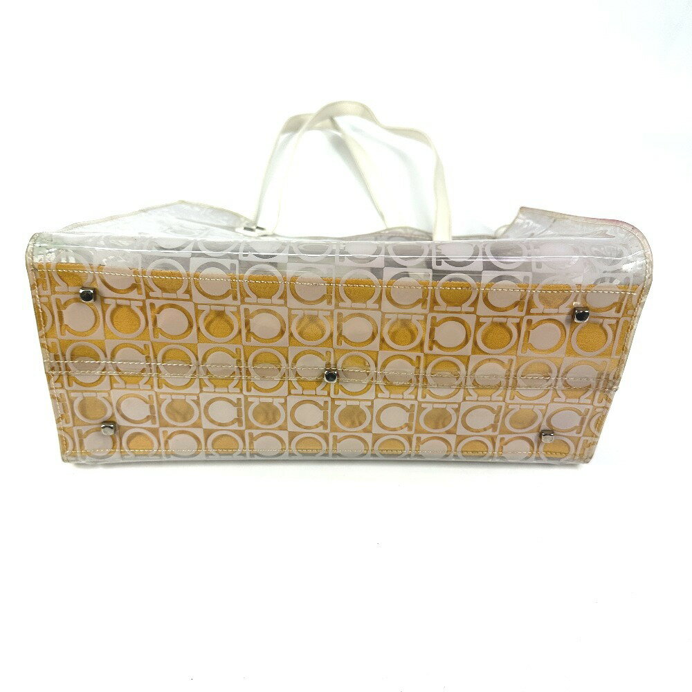 Salvatore Ferragamo サルヴァトーレフェラガモ ビーチバッグ ガンチーニ ロゴ カバン 肩掛け トートバッグ ショルダーバッグ ビニール /レザー レディース クリア 【中古】