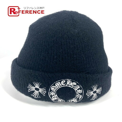 CHROME HEARTS クロムハーツ ホースシュー ロゴ バイカラー ビーニー 帽子 ニット帽 ニットキャップ ニット帽 ウール ユニセックス ブラック 【中古】 CHROME HEARTS クロムハーツ ホースシュー ロゴ バイカラー ビーニー 帽子 ニット帽 ニットキャップ ニット帽 ウール ユニセックス ブラック 【中古】