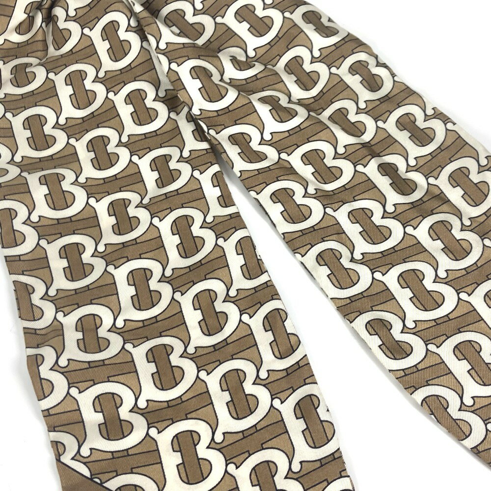 BURBERRY バーバリー TB ロゴ ヘアアクセサリー ヘアゴム シュシュ シルク レディース ベージュ 【中古】 3