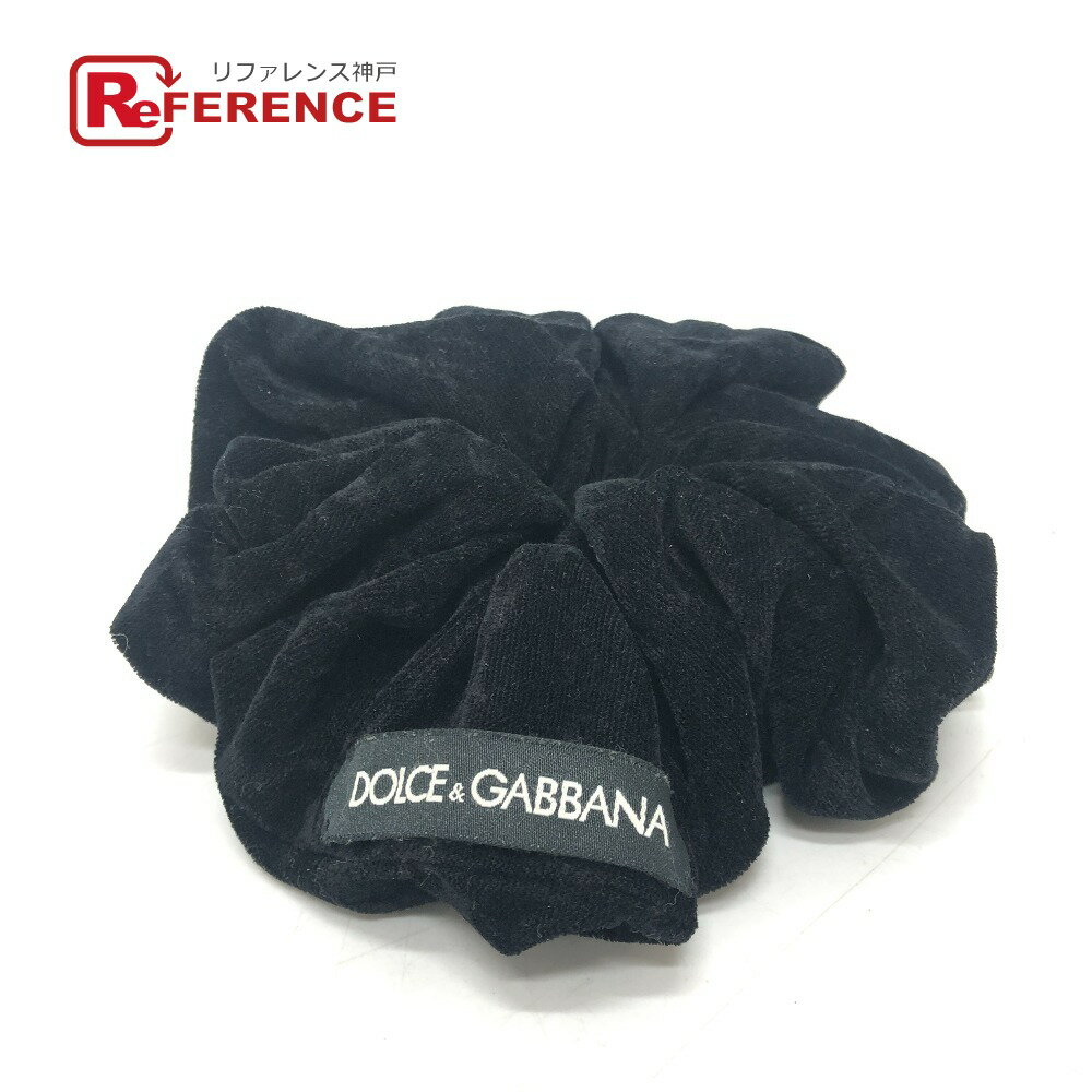 DOLCE&GABBANA ドルチェアンドガッバーナ ビッグ ヘアアクセサリー シュシュ ヘア シュシュ ベロア レディース ブラック 未使用 【中古】