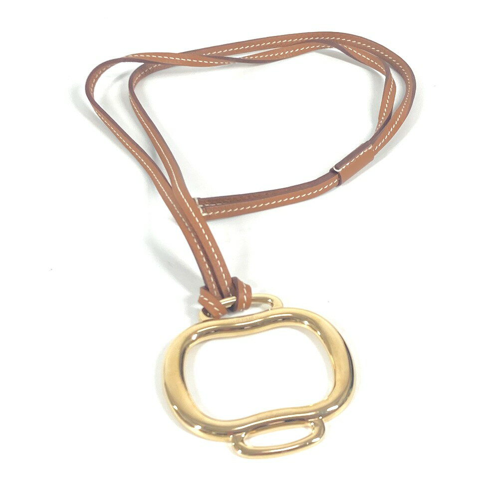 HERMES エルメス ブックルリ アクセサリー ペンダント ネックレス メタル /レザー ユニセックス ゴールド 【中古】
