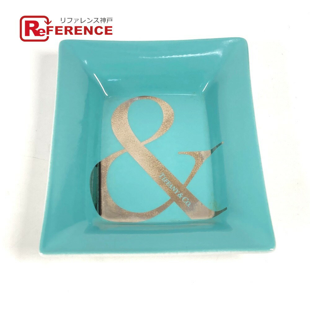 TIFFANY&Co. ティファニー & アンド ロゴ アッシュトレイ インテリア 皿 灰皿 陶器 レディース ブルー 未使用 【中古】