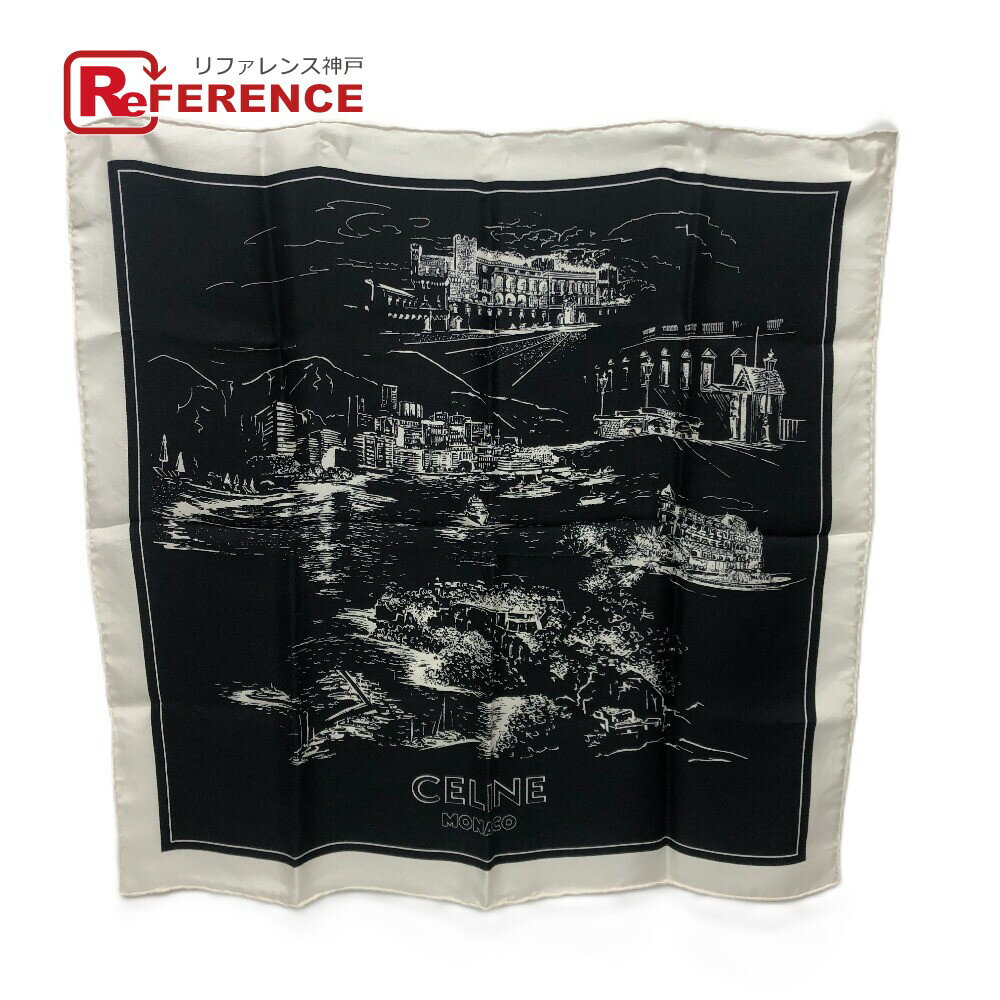 CELINE セリーヌ モナコ 2021 バンタナ スカーフ シルク スカーフ シルク レディース ブラック 新品同様 【中古】