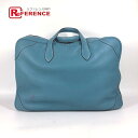 HERMES エルメス ヴィクトリア50 トラベルバッグ 旅行バッグ カバン ボストンバッグ トリヨンクレマンス ユニセックス ブルージーン ブルー 【中古】