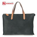HERMES エルメス メドール スタッズ ブリーフケース カバン トートバッグ ハンドバッグ ビジネスバッグ キャンバス/レザー メンズ ブラック 【中古】
